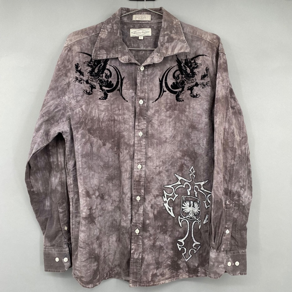 Eighty Eight Large Grey Acid Wash Shirt Knight Griffin Gothic Steampunk Grunge